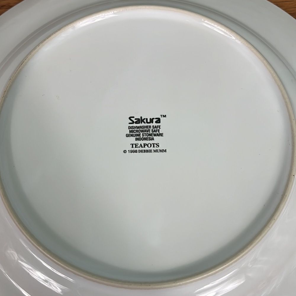 2 Sakura Dinner Plates Teapots Pattern 11” Debbie Mumm 1998 - Picture 6 of 7